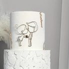 Szerelmespár fényes arany tortadísz