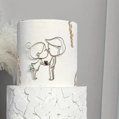 Szerelmespár fényes arany tortadísz