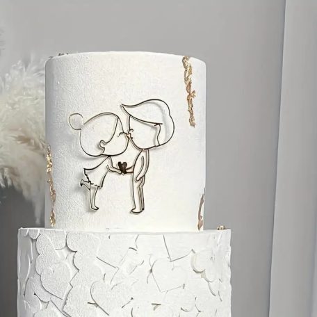 Szerelmespár fényes arany tortadísz