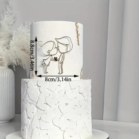 Szerelmespár fényes arany tortadísz