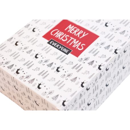 Karácsonyi-doboz, önzáró doboz, Merry Christmas felirat, 12,5x21x7cm