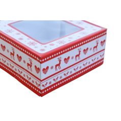   Christmas Ajándékdoboz - papír,karácsonyi,átlátszó tetővel