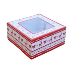   Christmas Ajándékdoboz - papír,karácsonyi,átlátszó tetővel