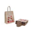 Sodrottfüles papírtáska, papírszatyor 22x31+10cm barna bordázott "karácsony"