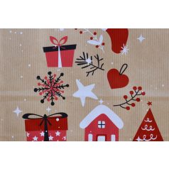   Sodrottfüles papírtáska, papírszatyor 22x31+10cm barna bordázott "karácsony"