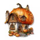 Őszi dekoráció ház tök tetővel