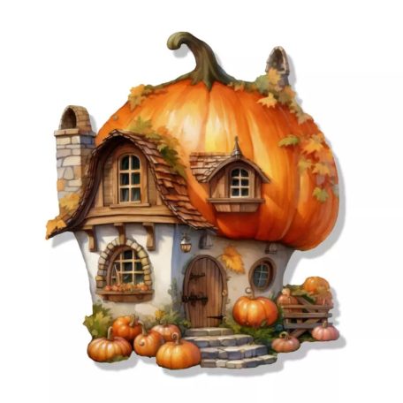Őszi dekoráció ház tök tetővel